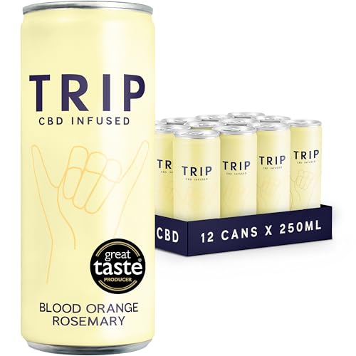 TRIP CBD Drink, Sparkling Blood Orange Rosemary Fizzy Drink, Low Calorie, Vegan, Stress & Anxiety Relief (Pack of 12 x 250ml)