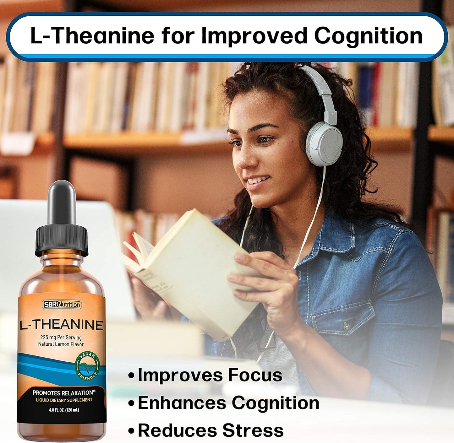 MAX Absorption Liquid L-Theanine Drops | All Natural, Vegan, Alcohol Free, Non-GMO | for Stress Relief, Relaxation, Focus Without Drowsiness | Synergistic with Coffee or Caffeine